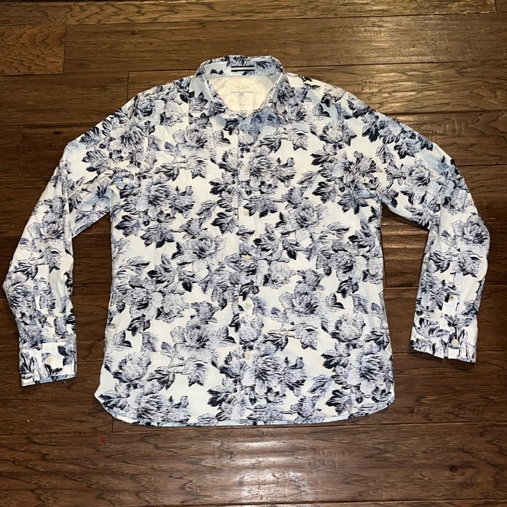Ted Baker Salcot Tapestry Floral Print Shirt Size L